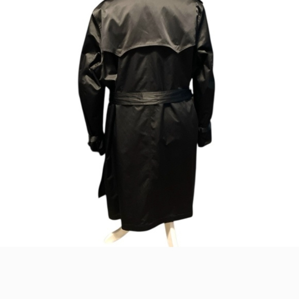 Dana Buchman Black Trench Coat with Animal Print Lining And Tie - Picture 11 of 14